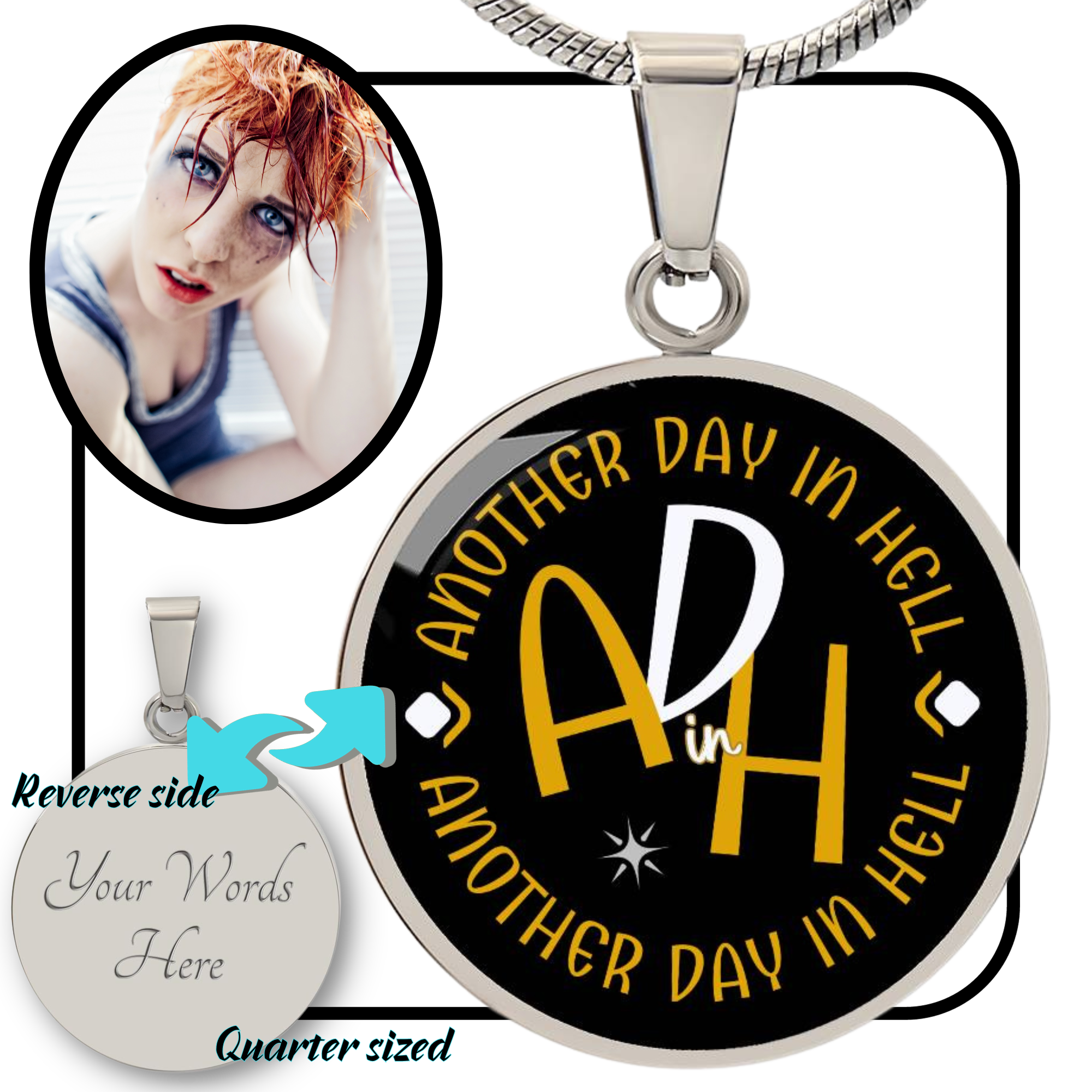ADIH - Another Day in Hell || Pendant Necklace || PERSONALIZABLE