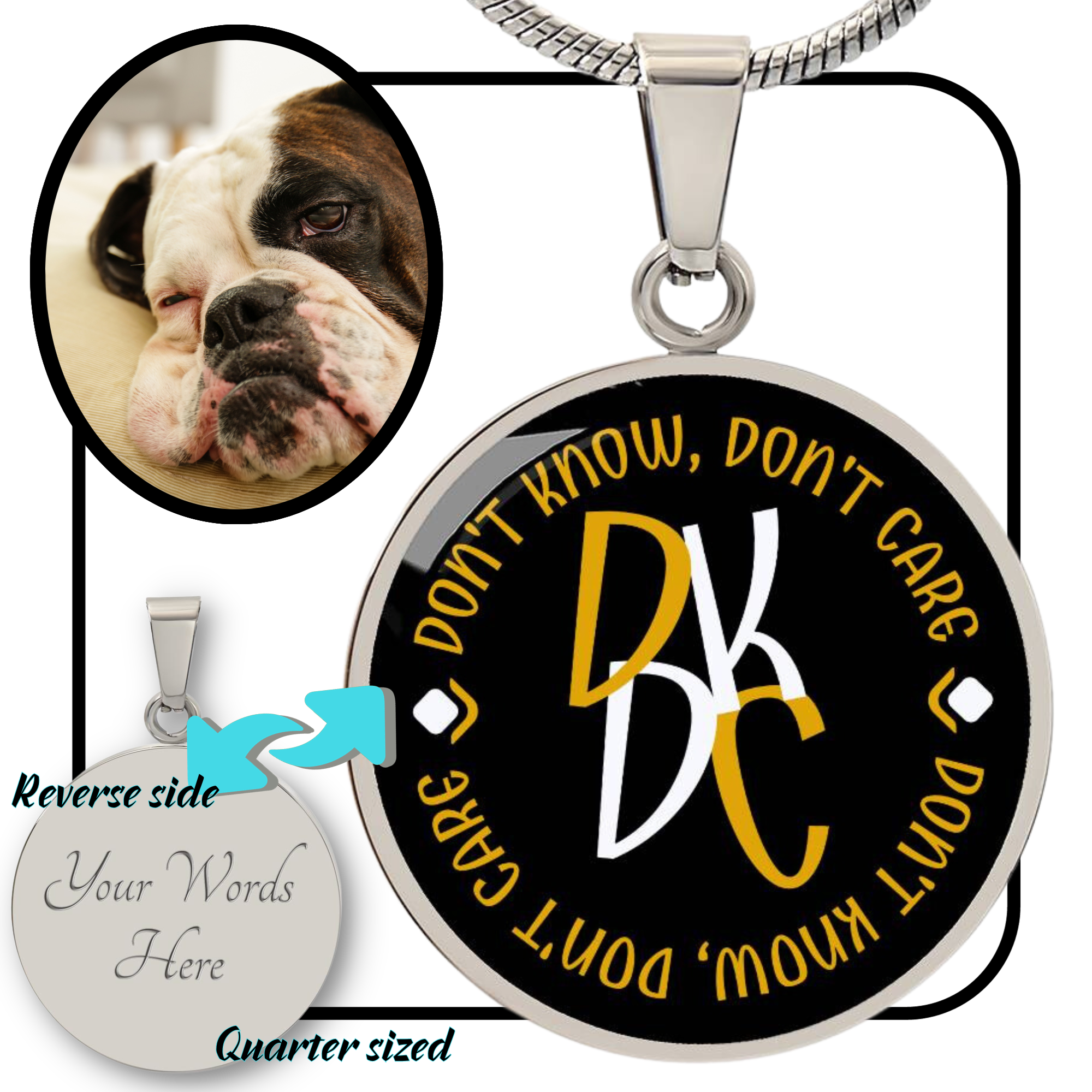 DKDC - Don't Know, Don't Care || Pendant Necklace || PERSONALIZABLE